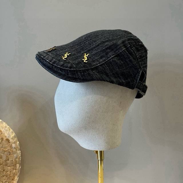 Saint Laurent retro style forward peaked cap, advanced and versatile, head circ