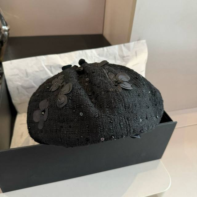 Chanel Chanel Autumn and Winter Fur Beret, Pumpkin Hat, Original Quality, Head C