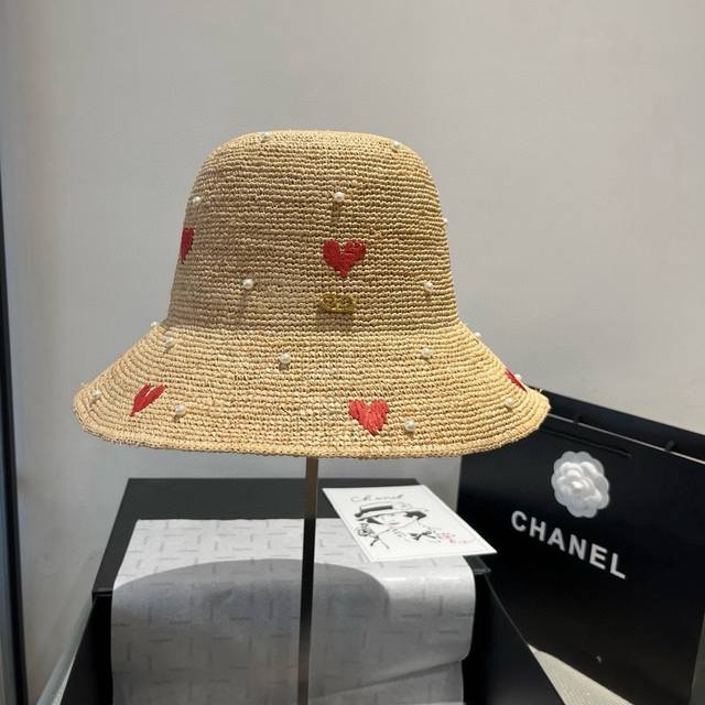 Valentino new Raffia straw hat, pure hand-crocheted, high-end custom, head circu