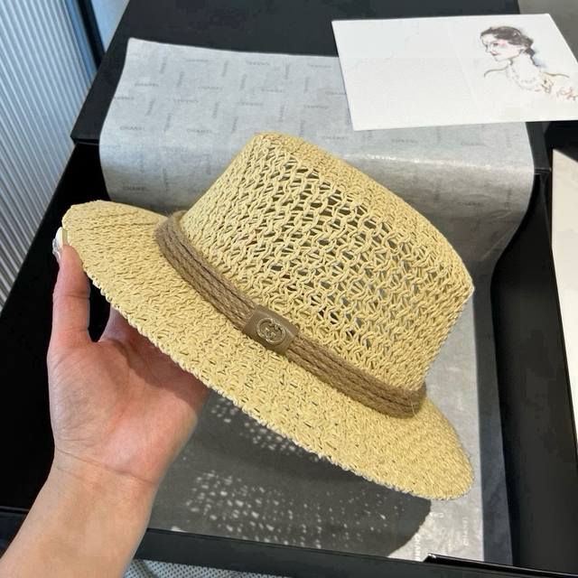Gucci flat top hat, hollow sun hat, small hat, head circumference 57cm DDD