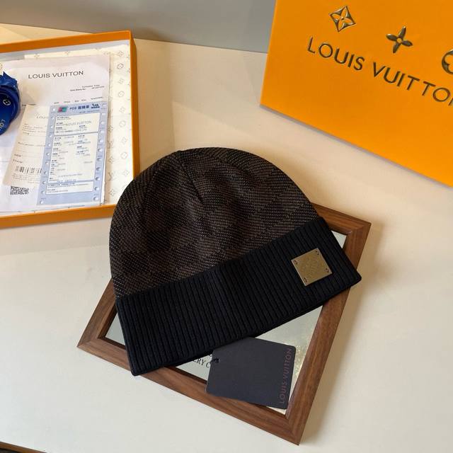 Lv checkerboard men's wool hat DDD