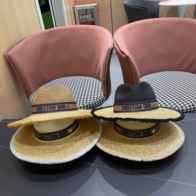 Dior 2025 new wide-brimmed straw hat is fashionable and trendy, with high-end wo
