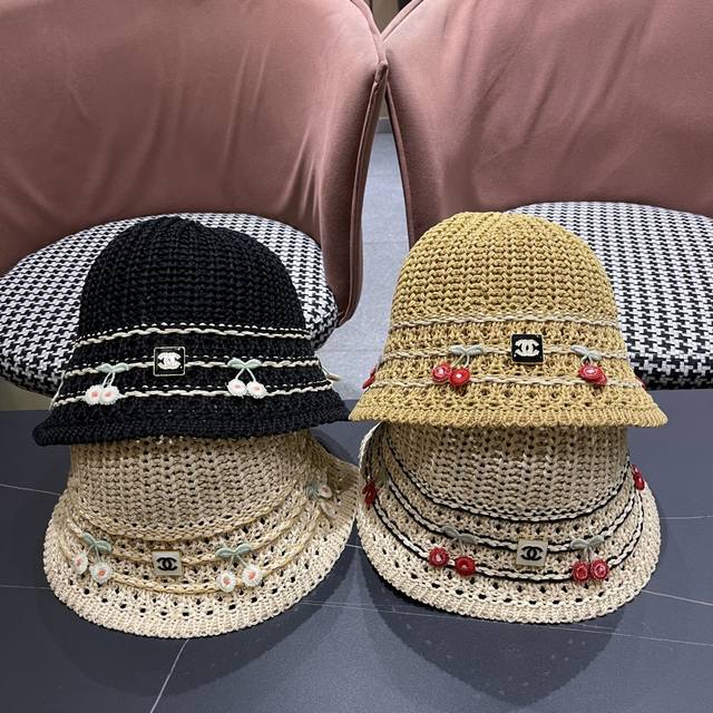 Chanel 2025 hand-woven hollow fisherman hat female summer sweet and cute, fake