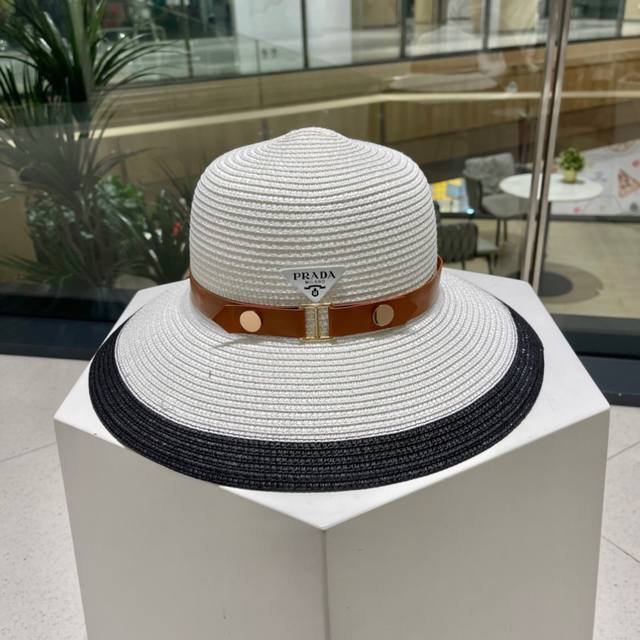 Prada straw hat, high-end custom, super nice hat shape, head circumference 57cm