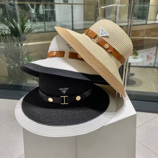 Prada straw hat, high-end custom made, super nice hat shape, head circumference