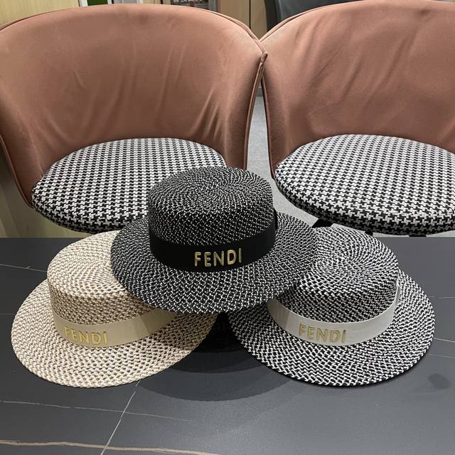 Fendi Fendl 2025 new straw hat leisure beach vacation sun straw hat street trav