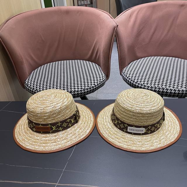 Lv Louis Vuitton 2025 new beach straw sunshade holiday style straw hat, a must-h