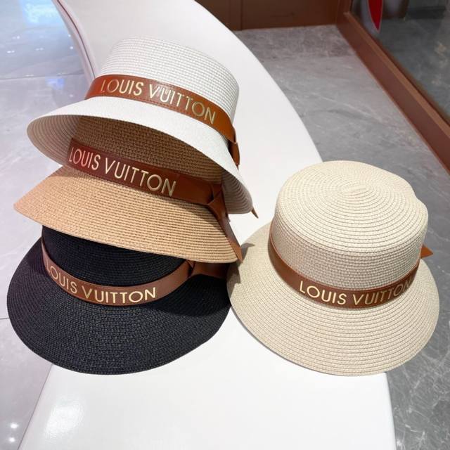 2025 New Lv Belt Straw Basin Hat Straw Hat Top Hat Simple and generous, all-matc