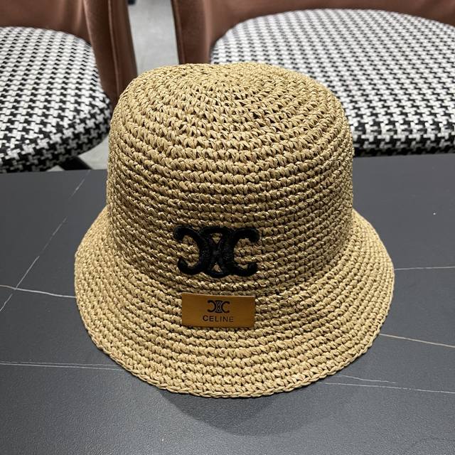 Celine heavy cattle goods! Pure hand-crocheted Arc de Triomphe sun hat women's