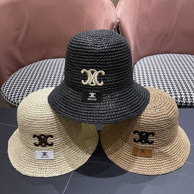 Celine heavy cattle goods! Pure hand-crocheted Arc de Triomphe sun hat women's