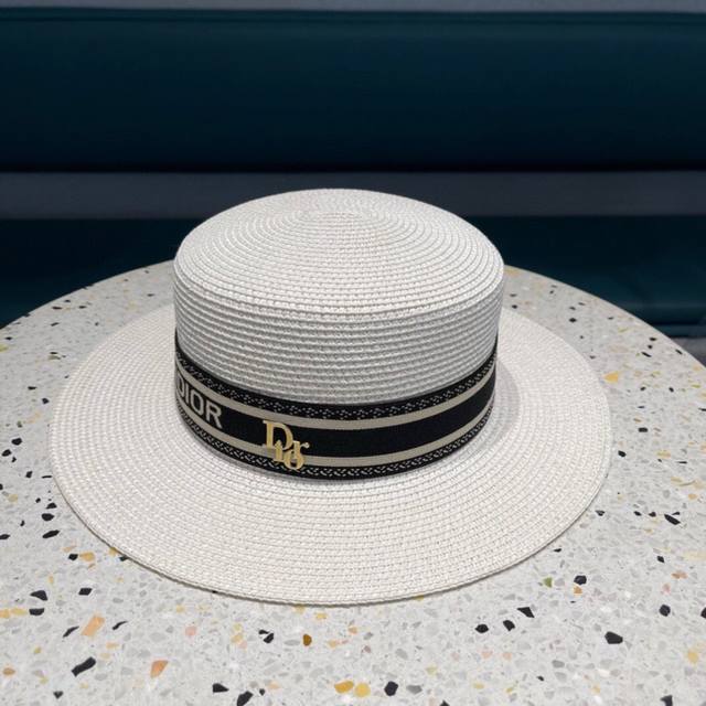 Dior Dior 2025 hot-selling ribbon straw hat details, simple and generous, all-ma