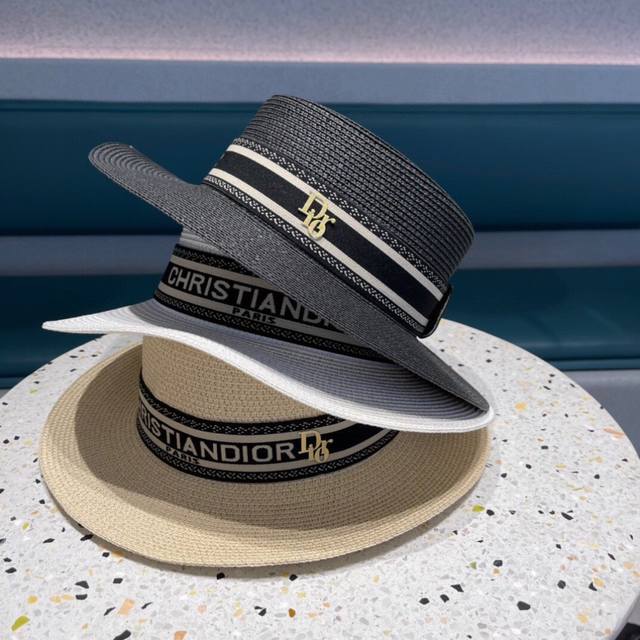 Dior Dior 2025 hot-selling ribbon straw hat details, simple and generous, all-ma