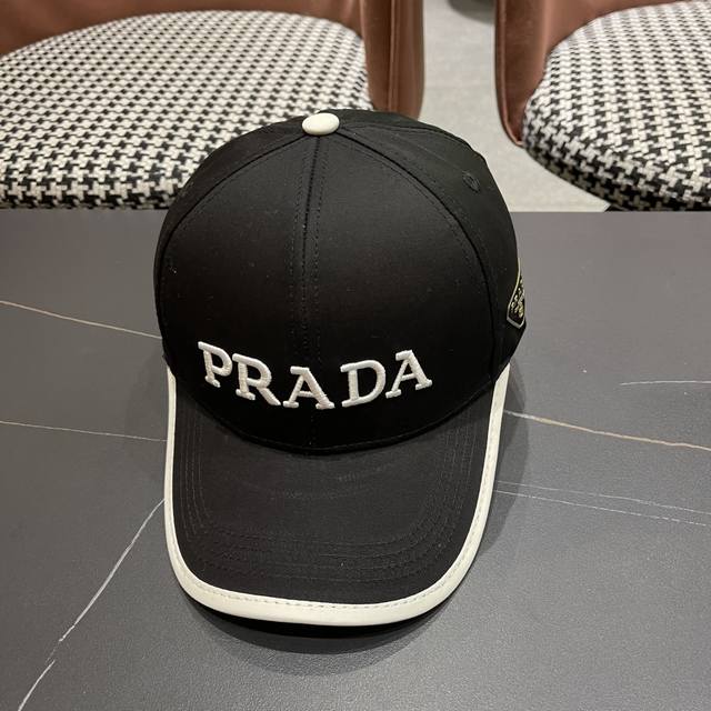 Prada new original baseball cap, embroidered logo, 1:1 custom mold opening at th