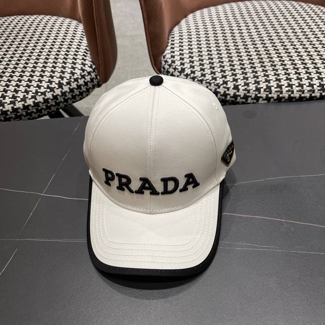 Prada new original baseball cap, embroidered logo, 1:1 custom mold opening at th