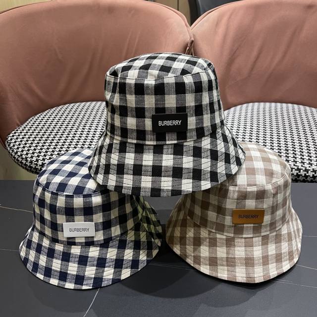 Burberry 2025 Spring and Summer New Bucket Hat Women's Retro Plaid Japanese Styl