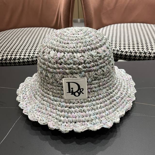 Dior 2025 new style small fresh color straw fisherman hat female summer seaside