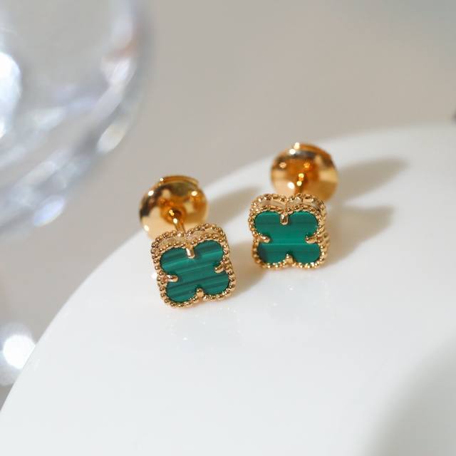 Malachite Van Cleef & Arpels Vca Four-Leaf Clover Mini Earrings are a must-have