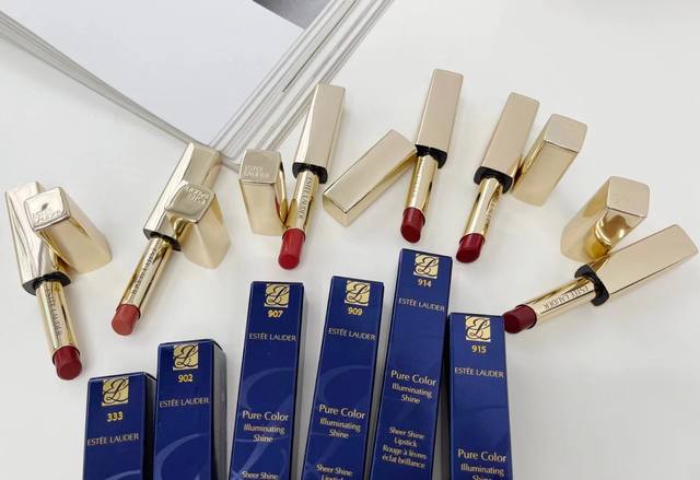 Counter quality Estee Lauder's new thin gold tube lipstick in stock, 14 colors: