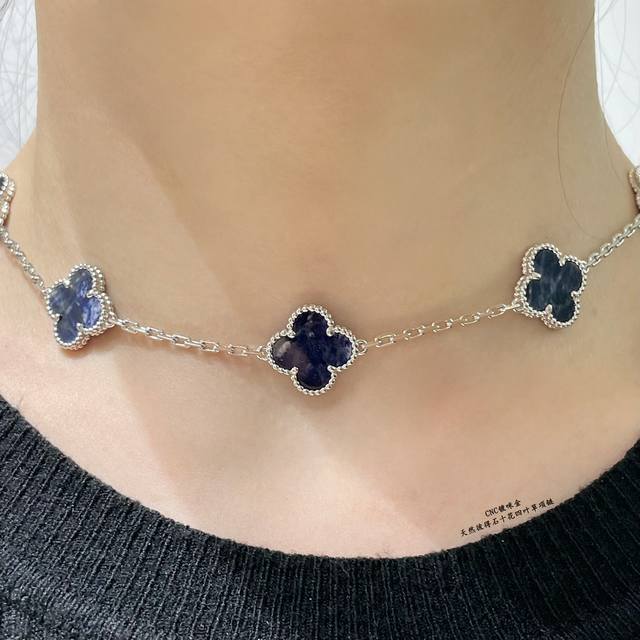V Gold High Edition Cnc Vca Natural Pietersite Ten-Flower Clover Necklace, Explo