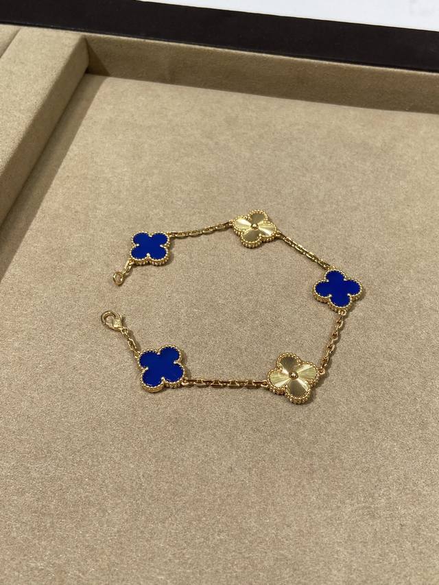 V Gold material blue agate with laser retro and elegant DDD