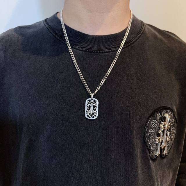 New counter quality Chrome Hearts classic retro necklace square cross pendant w