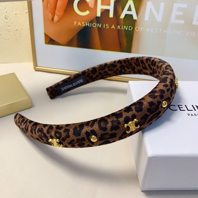 Celine Celine Arc de Triomphe headband Leopard velvet light luxury style headban
