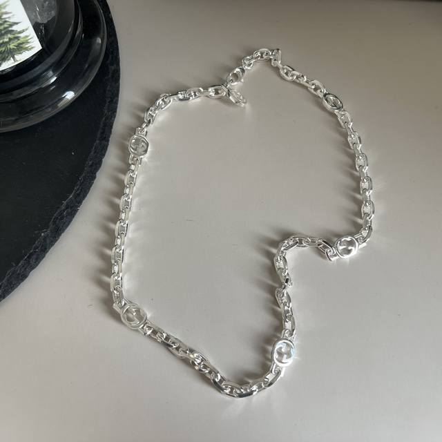 Gucci 925 sterling silver new bright silver craft double G interlocking necklace