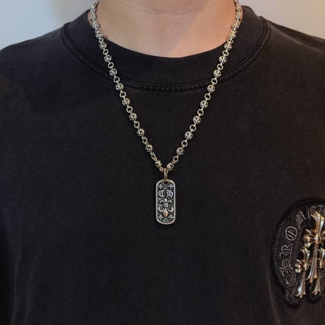 New counter quality Chrome Hearts classic flower ball necklace square pendant wi
