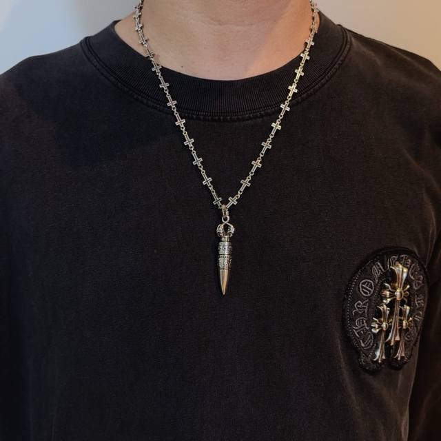 New counter quality Chrome Hearts classic retro cross necklace bullet pendant wi