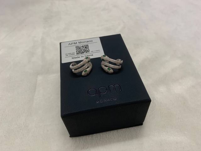 Apm Monaco Pave-Inlaid Kaa Silver-White Earrings for Women Exquisite Temperament