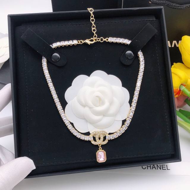 No. Xxl0145 New crystal chain pink diamond necklace DDD