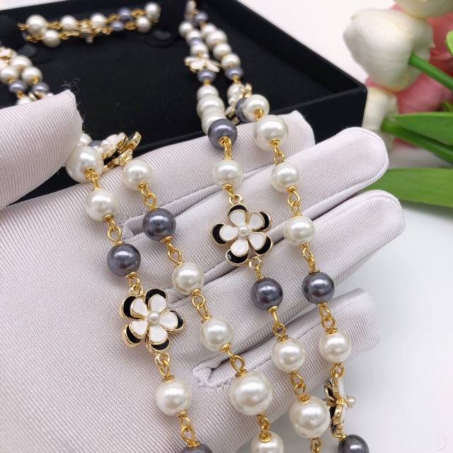 No.Xxl0827 Camellia Sweater Chain Small Fragrant Camellia Double Layer Long Chai