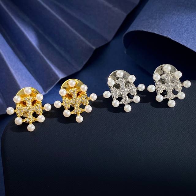 Tory Burch Tory Burch fashion light luxury temperament small pearl full diamond