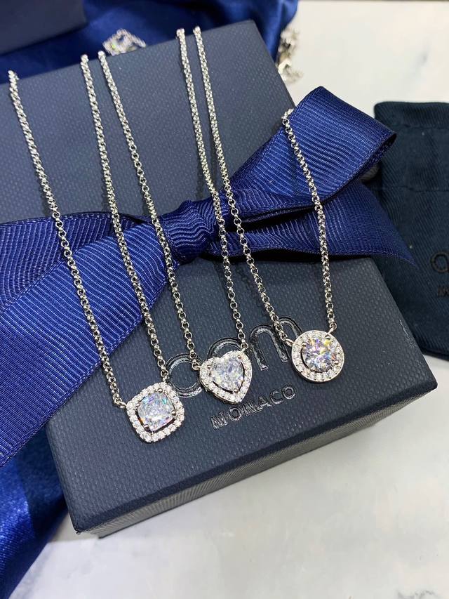 Apm Round square heart-shaped adjustable silver necklace for women, clavicle nec