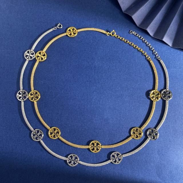 Tl92 Tory Burch's new fashion design hollow round diamond necklace made of brass
