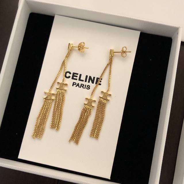 C Arc de Triomphe tassel earrings. Celine earrings create a classic logo that wi
