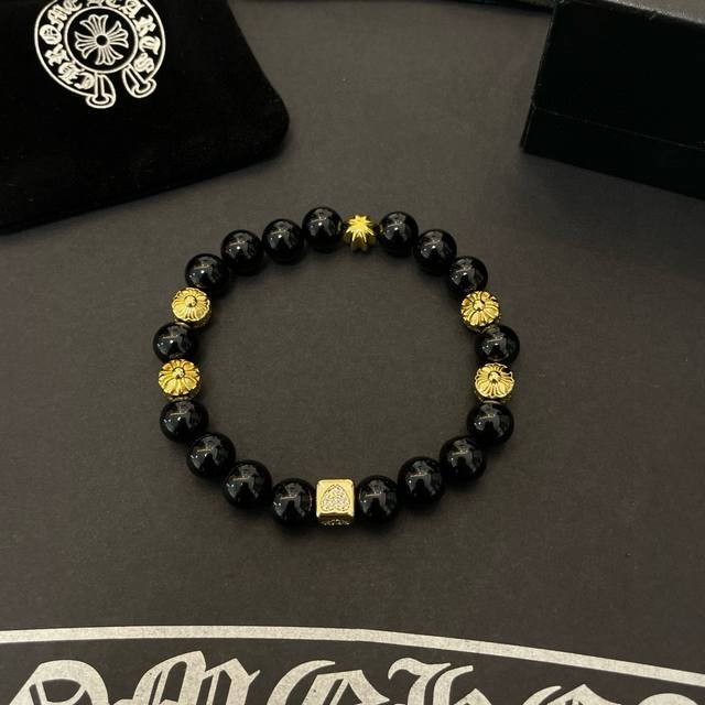 New counter quality Chrome Hearts classic black agate beads*Retro multi-element