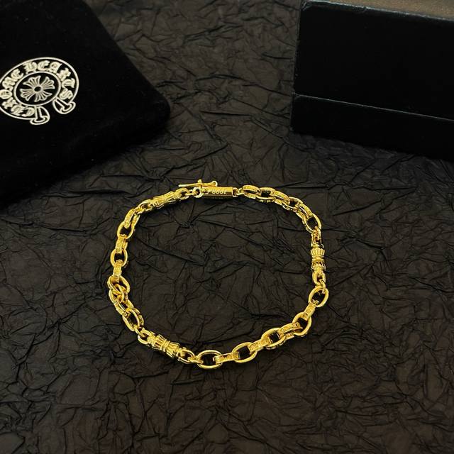 Counter quality Chrome Hearts classic retro gold letter bracelet with concave an