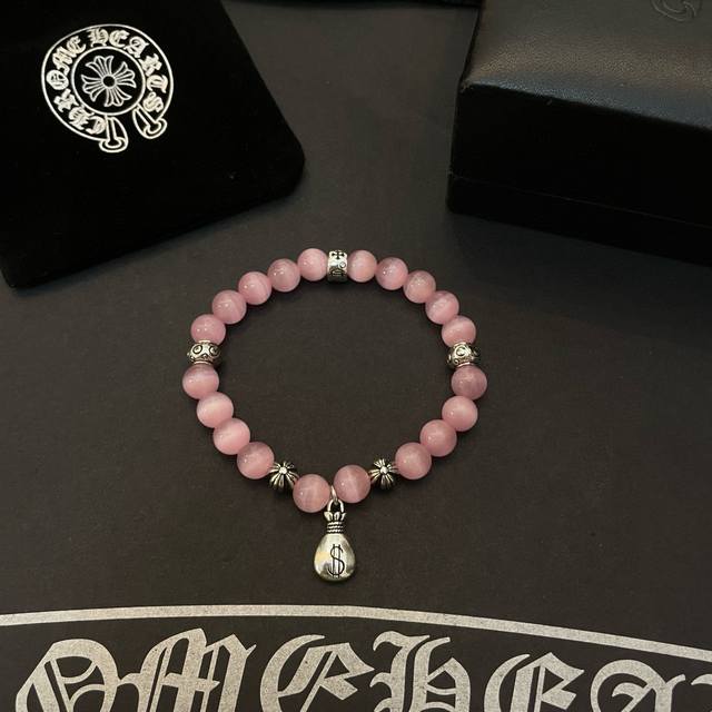 New counter quality Chrome Hearts classic retro pink cat's eye multi-element br