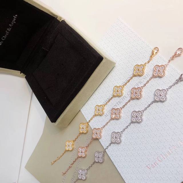 Vca Van Cleef & Arpels Vintage Alhambra series four-leaf clover full diamond fiv