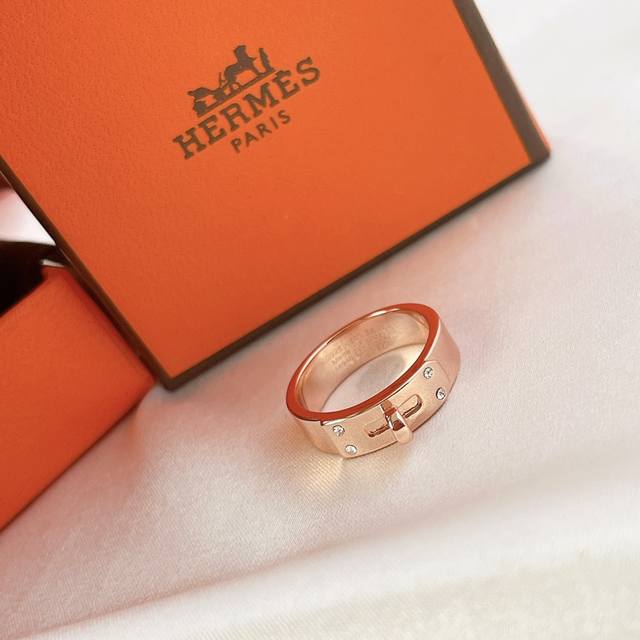 Hermes ring, belt buckle, four-diamond ring, sub-gold electroplating, top-quali