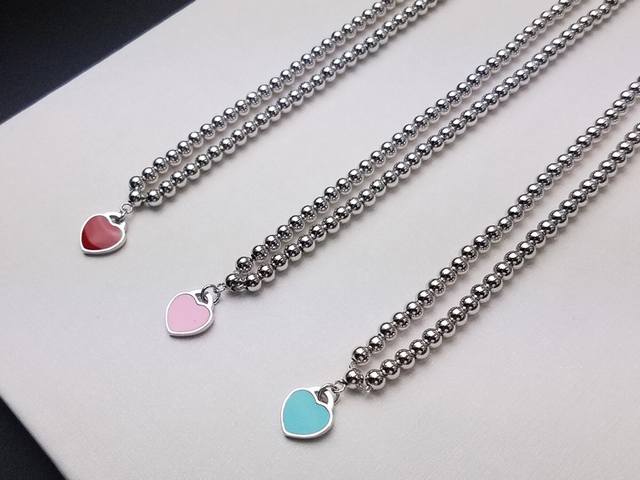 Tiffany necklace Tiffany necklace beads necklace single peach heart love bead ne