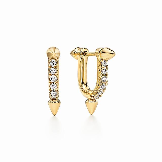 Tif Tiffany earrings, willow nails, bullet earrings with full diamonds, high-end