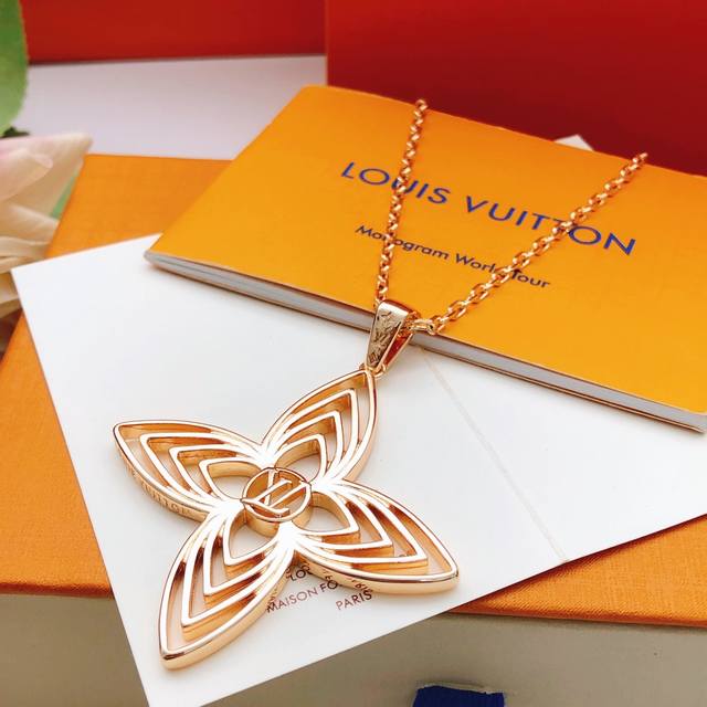 No. Lxl0262 Lv*Latest rose gold diamond polished hollow necklace consistent Zp b