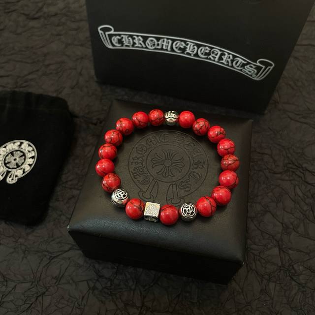New counter quality Chrome Hearts red turquoise retro multi-element bracelet wit