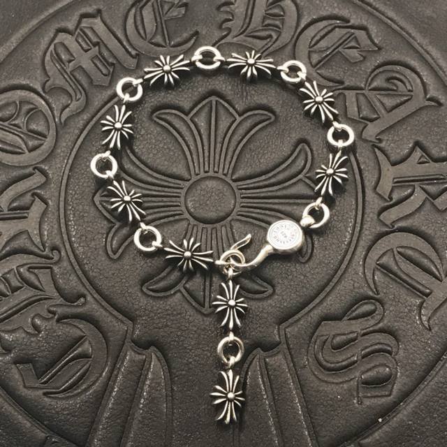 High version Chrome Hearts long cross flower bracelet, original horseshoe buckl