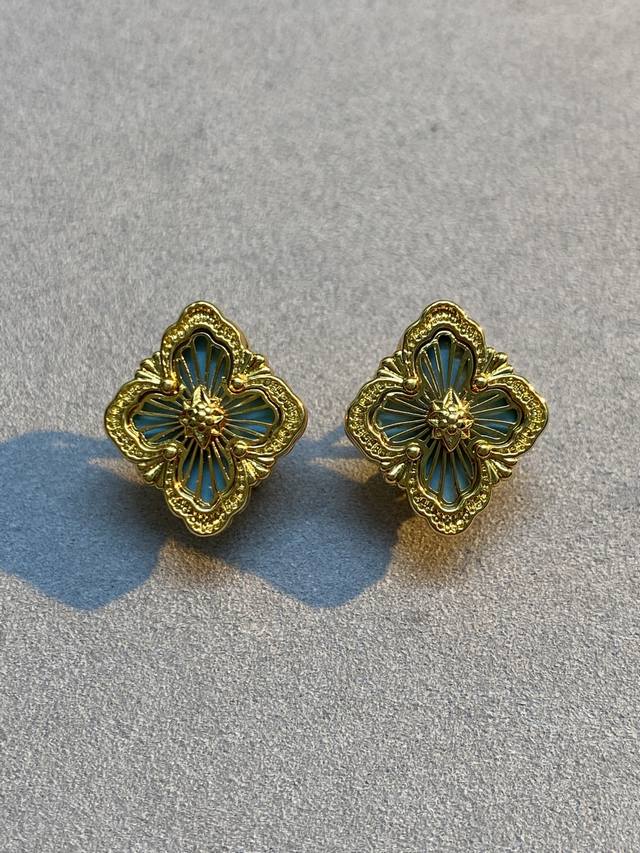 V Gold Material Mimi Gold Seiko Buccellati Amazonite Opera House Earrings DDD