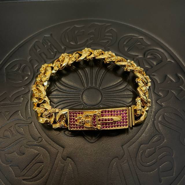 Batch of counter-quality Chrome Hearts gold-colored classic retro cross flower p