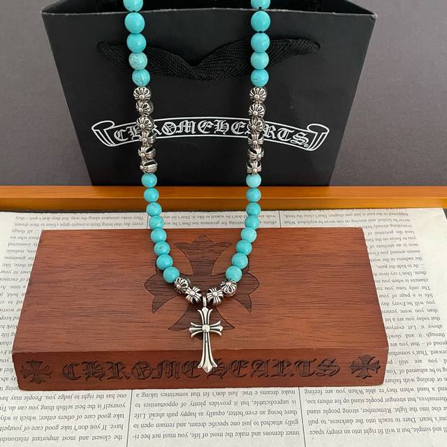 New counter quality Chrome Hearts classic retro blue turquoise* multi-element ne