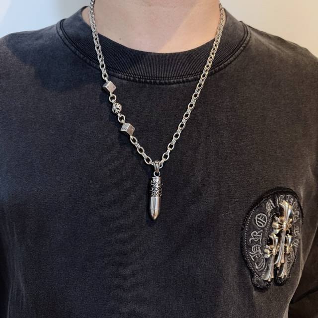 New counter quality Chrome Hearts classic retro dice necklace bullet pendant wi